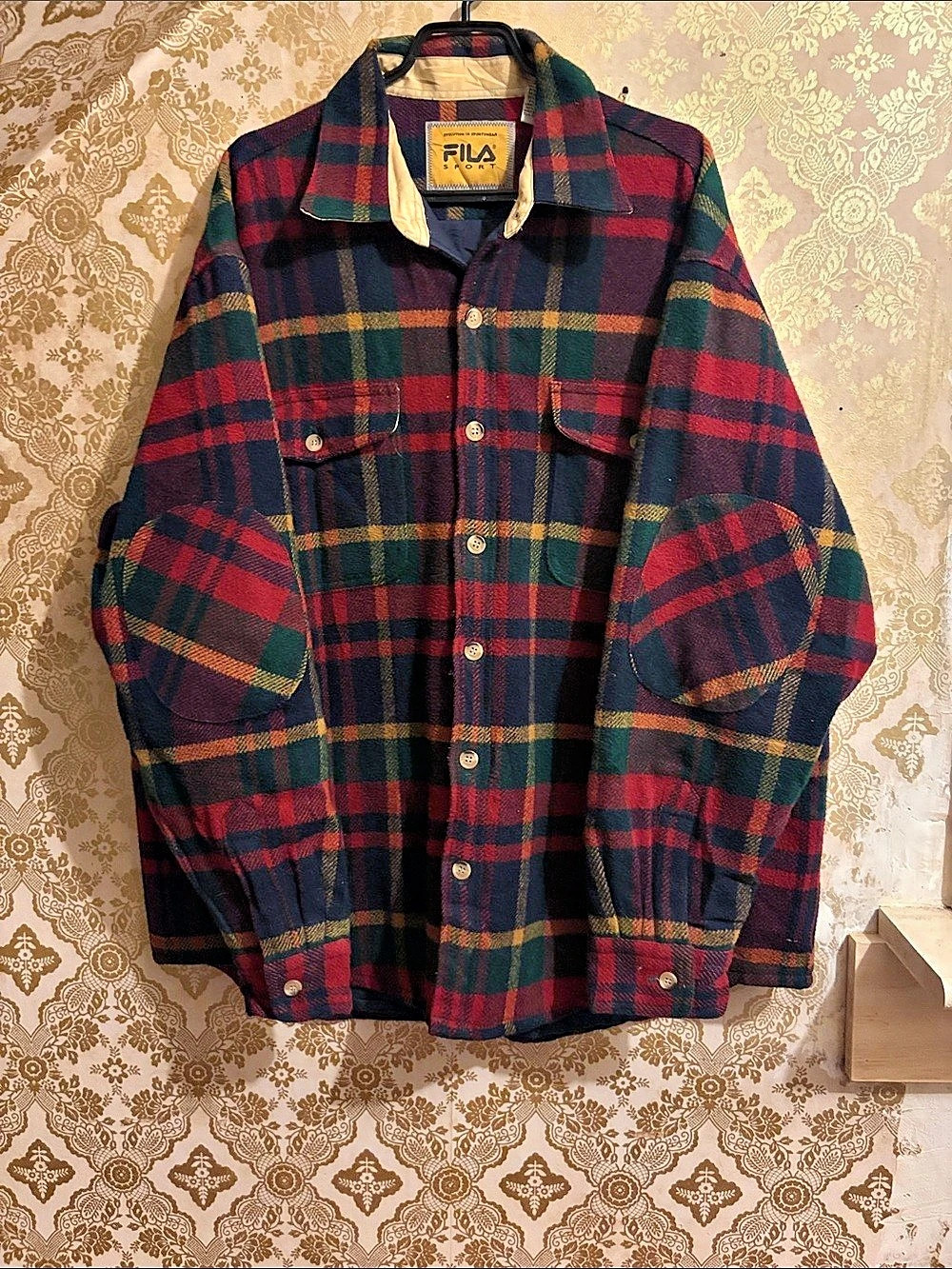 Vintage FILA Sport Plaid Wool Blend Quilted Shirt Jacket